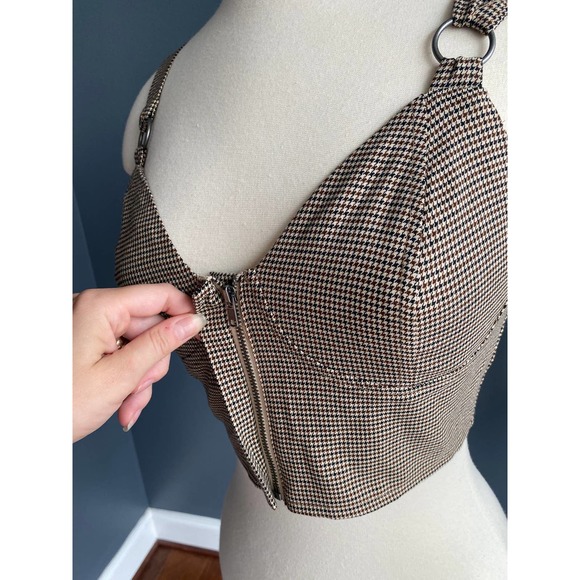 Gingham zip up crop top - Picture 2 of 10